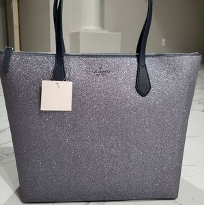 Kate Spade Glitter Large Tote Navy/Silver/Grey